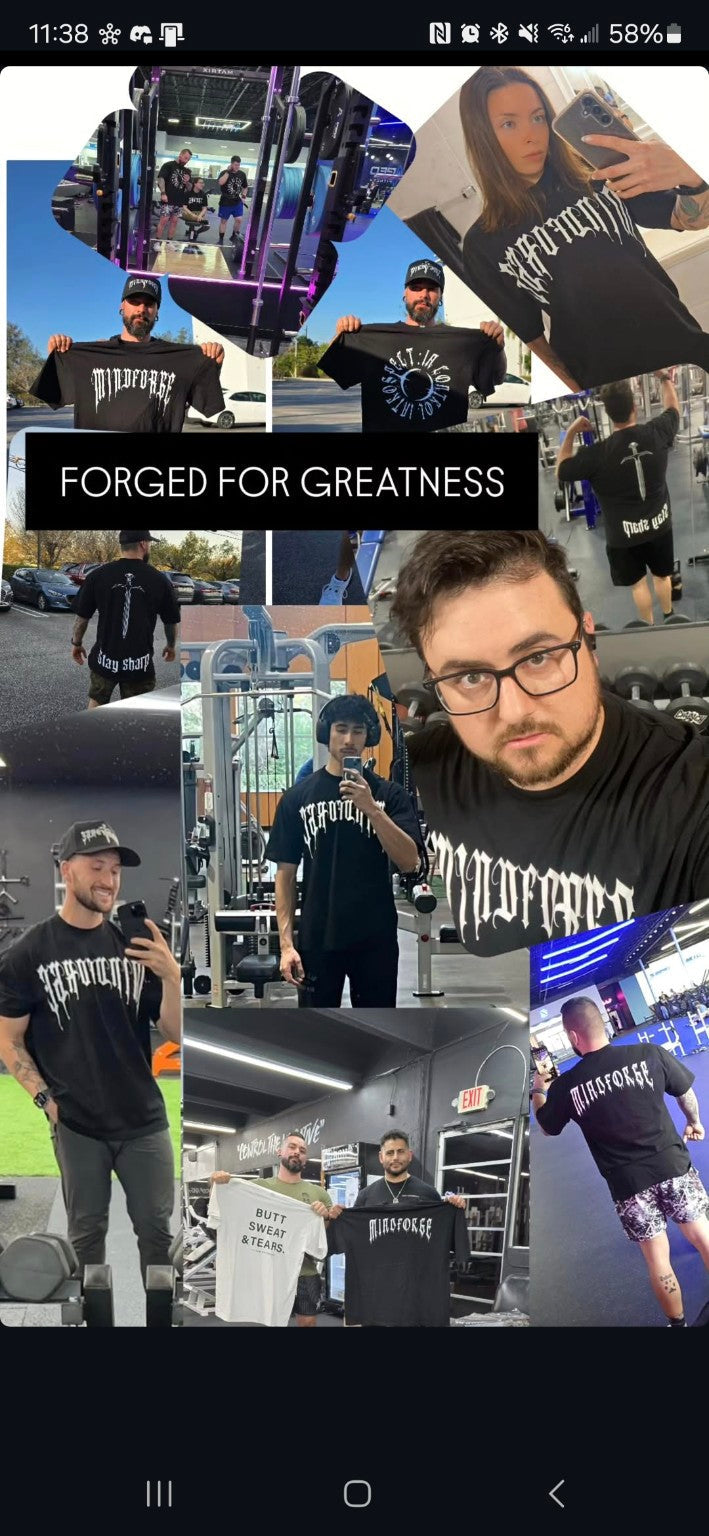MindForge community wearing the Stay Sharp Oversized Tee - Forged for Greatness