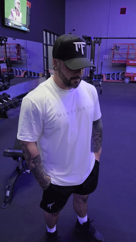 The MindForge Kit — Essential Tee, MF mesh shorts and MF snapback
